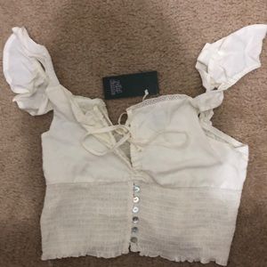 NWT Cropped White Blouse